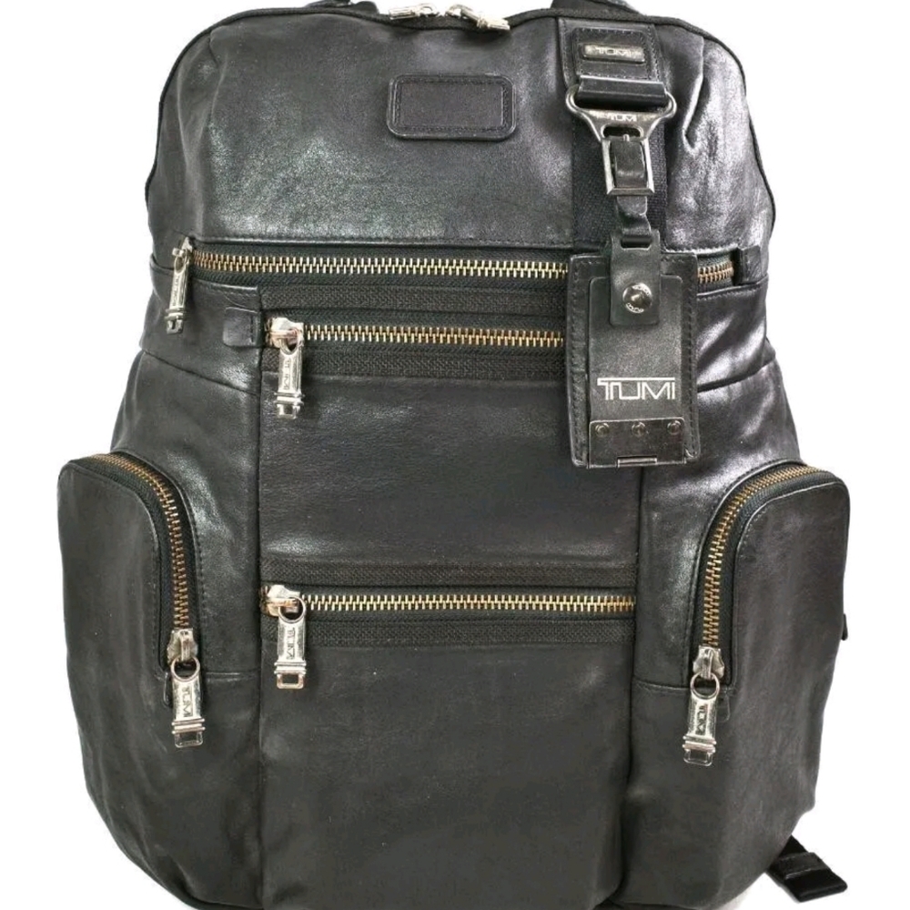 Rare Collectable: Tumi Alpha Bravo Knox Genuine Leather Backpack in Black Pole - Picture 1 of 15